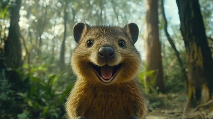Obraz premium Happy Mountain Pika Smiles In Forest Habitat