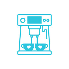 Double Coffee Machine Icon. Isolated on white background. From blue icon set.