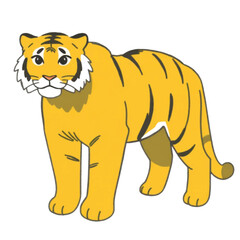 Illustration Style Tiger in Orange Isolated White Background