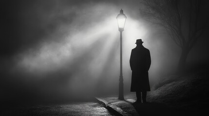Mysterious Man in Foggy Night