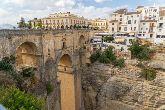 View of Mirador La Hoya Del Tajo (Rhonda New Bridge) in Rhonda, Spain