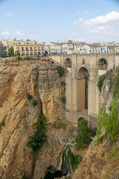 View of Mirador La Hoya Del Tajo (Rhonda New Bridge) in Rhonda, Spain