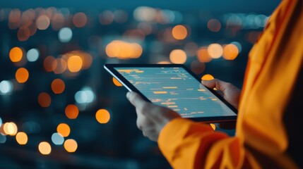 Digital Refinery Expert Monitoring Pipeline Flow Rates on Smart Dashboard