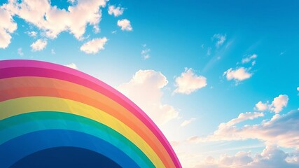 Vector background featuring a colorful rainbow arching across a clear blue sky, ideal for banners, cards, flyers, social media, and wallpapers, colorful, social media, vector