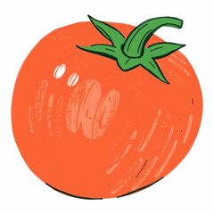 Illustration of a Plump Red Tomato, Great for Farm, Food, and Fresh Produce Graphics