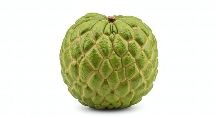 Obraz premium Close-up of a Cherimoya Fruit with Scaly Green Surface Detail
