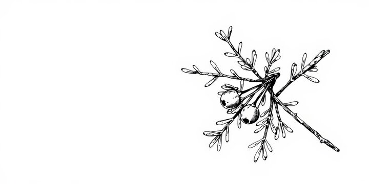 Vintage illustration of juniper berry on branch in engraved style, isolated vector drawing for organic essential oil products, juniper, style, essential oil