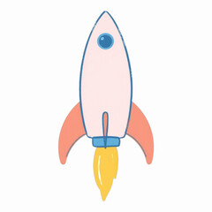 Illustration of a Rocket with Pink Accents, Great for Space and AdventureThemed Artwork