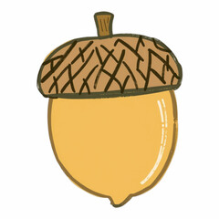 Illustration of a Detailed Acorn, Great for Autumn, Nature, and WoodlandThemed Designs