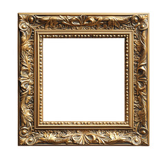Square Gold Frame with a Minimalist Design for Art and Photo Display, isolated on transparent background png 