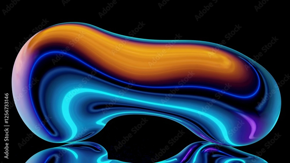 Poster colorful fluid shape with iridescent reflections creating an abstract and surreal design element flo
