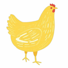 Illustration of a Bright Yellow and Light Brown Chicken