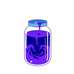 Illustration of a Jar with Swirling Purple Liquid, Mystic Potion Jar for Fantasy and Game Design