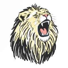 Illustration of a Roaring Lion’s Head, Perfect for Strength, Power, and WildlifeInspired Art