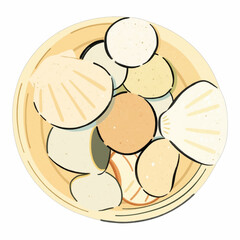 Illustration of a Seashell Bucket for Beach and Summer Graphics