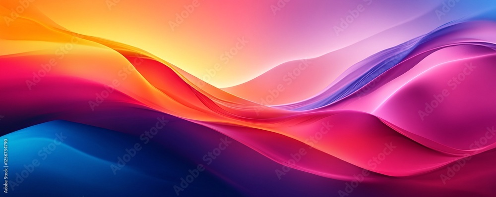 Poster Colorful abstract background with smooth wavy shapes creating a beautiful and vibrant design