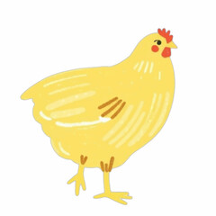 Illustration of a Bright Yellow and Light Brown Chicken
