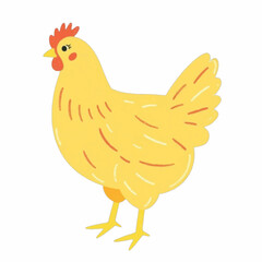 Illustration of a Bright Yellow and Light Brown Chicken