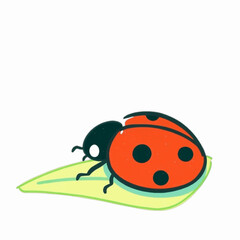 Illustration of Ladybug on Leaf