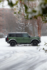 Car on a Snow Covered Street in DC
