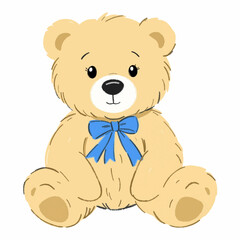 Illustration of a Beige Teddy Bear, Ideal for Childhood, Toy, and Comfort Themed Artwork
