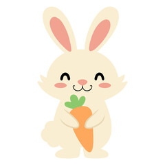 Cute little bunny with carrott, featuring soft pastel colors and a joyful smile