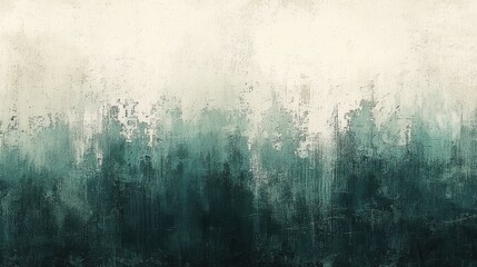Obraz premium A serene abstract painting featuring dark green hues fading into a lighter background, creating a calming and textured visual effect.