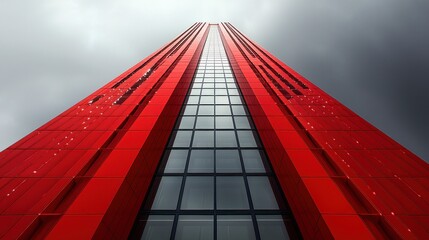 Crimson Colossus: A Skyscraper's Ascent
