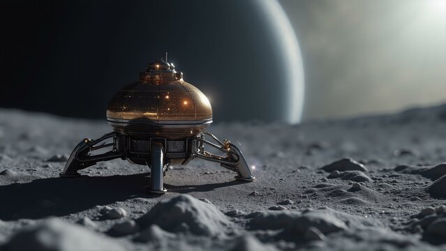 A metallic space probe stands out against a vibrant, otherworldly atmosphere on Kepler-62f.