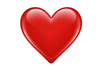 Vibrant red heart icon with a glossy finish and soft shadows, ideal for digital designs and social media