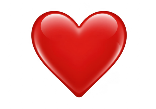 Vibrant red heart icon with a glossy finish and soft shadows, ideal for digital designs and social media - Powered by Adobe