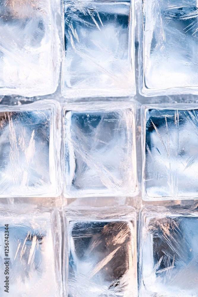 Poster Glistening ice cubes create a refreshing and cool backdrop