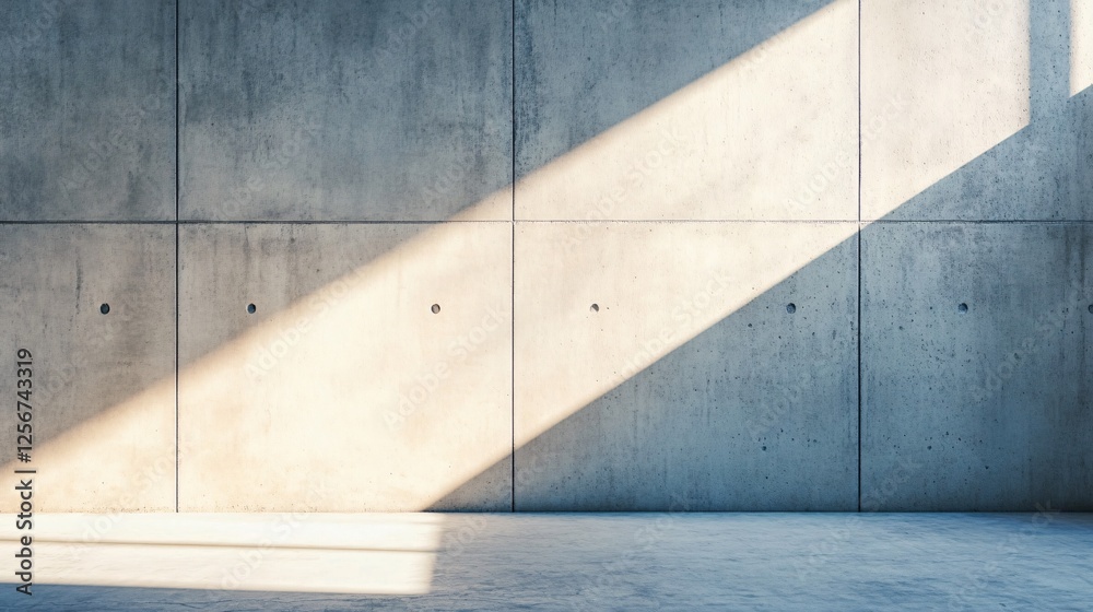 Aufkleber Sunlight streams into a spacious empty concrete room through two windows