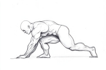 Fototapeta premium A man is shown in a black and white drawing, with his arms spread out