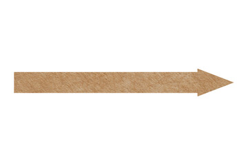Arrow with texture of kraft paper isolated on white