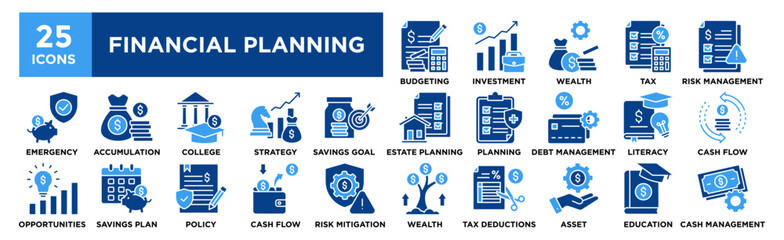 Financial Planning icon collection set. Containing design financial, investment, business, finance, planning	