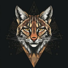 Lynx Head Design with Geometric Pattern
