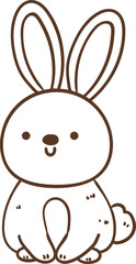 Cute Simple Outline Art Rabbit 