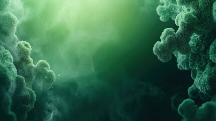 Fototapeta premium Microscopic view of green lung bronchioles with macro landscape effect, evoking surreal and organic atmosphere.