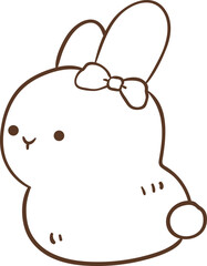 Cute Simple Outline Art Rabbit 