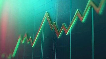 Green and red stock chart displayed on a wall in a financial office environment