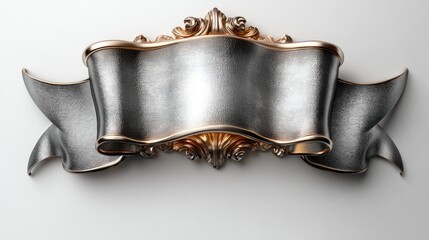 Ornate metallic banner with golden accents showcasing elegance against a minimalist background