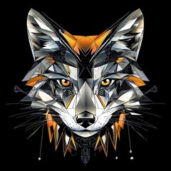 Geometric fox head design, abstract art, print, graphic element