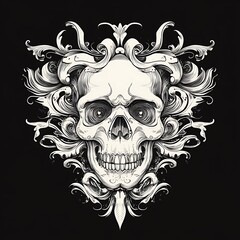 Fototapeta premium Ornate Skull Graphic Design, Suitable for Tattoo or Print, Background Decorative Design