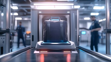 Security screening process for luggage at an airport during a busy travel day