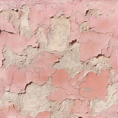 Obraz premium Textured Pink Wall with Flaking Paint and Cracks, Weathered Exterior Surface