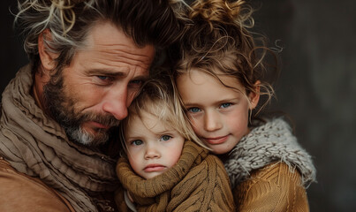 High resolution photo of young and modern family spending time together
