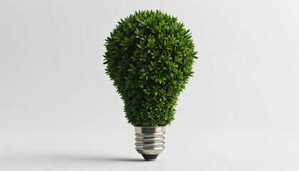 a green light bulb with a green tree inside