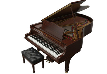 Elegant Classic Grand Piano with Polished Wood and Detailed Keys. © Imran
