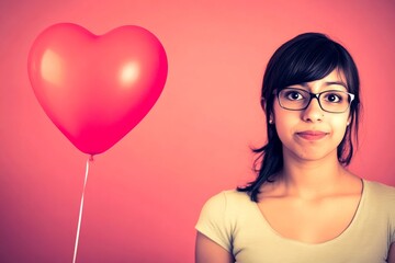 Valentine's day greeting from woman or for woman. Dazzling vivid image of pretty loving latin young woman - commercial promotion idea. Woman love. Couple holding hands. Romantic touch.